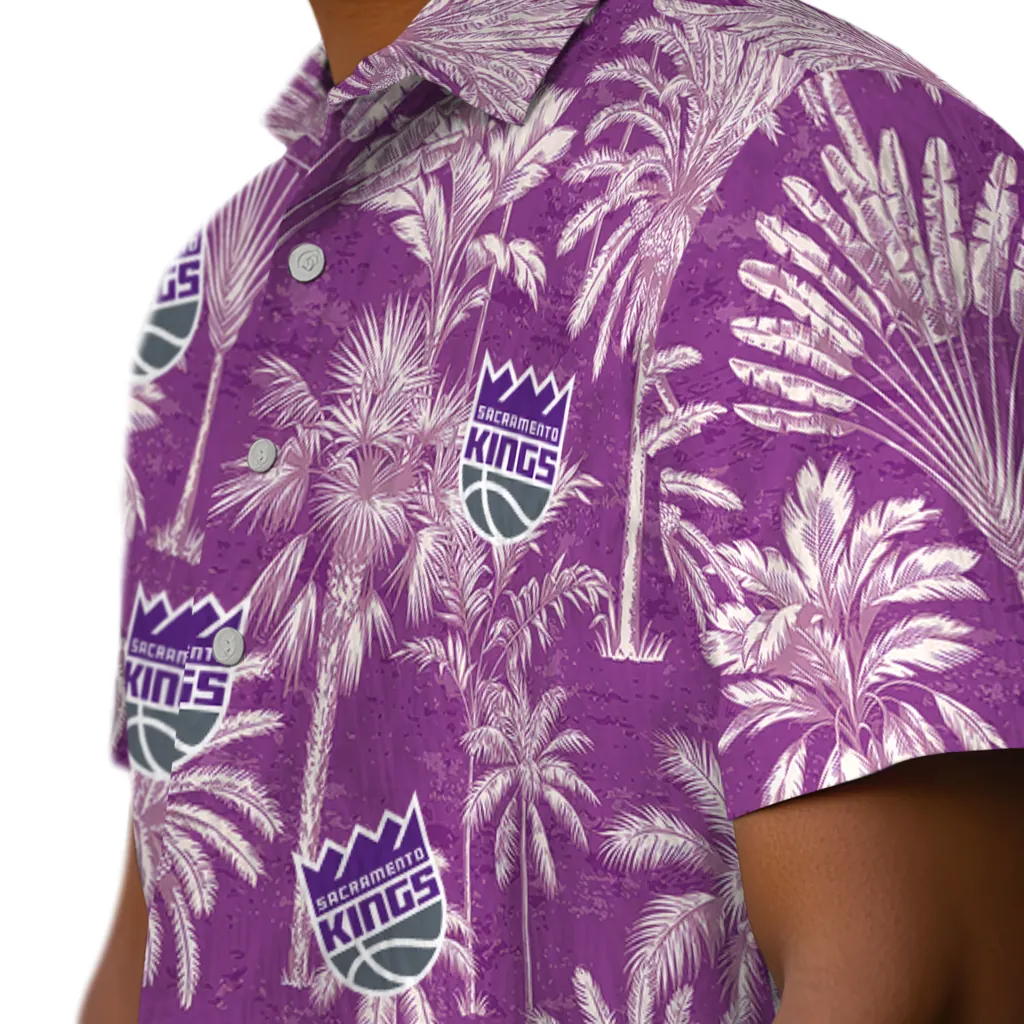Sacramento Kings Hawaiian Shirt - Vintage Palm Tree sacramento kings palm shadows purple hawaiian shirts trendy