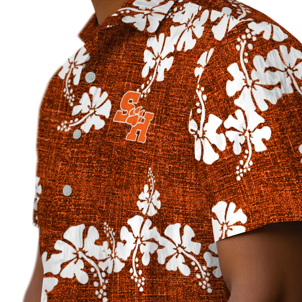 Sam Houston Bearkats Hawaiian Shirt - 50th State Flower sam houston bearkats hibiscus petals orange hawaiian shirts trendy