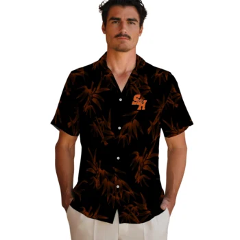 sam houston bearkats bamboo branches orange black hawaiian shirts fashion forward