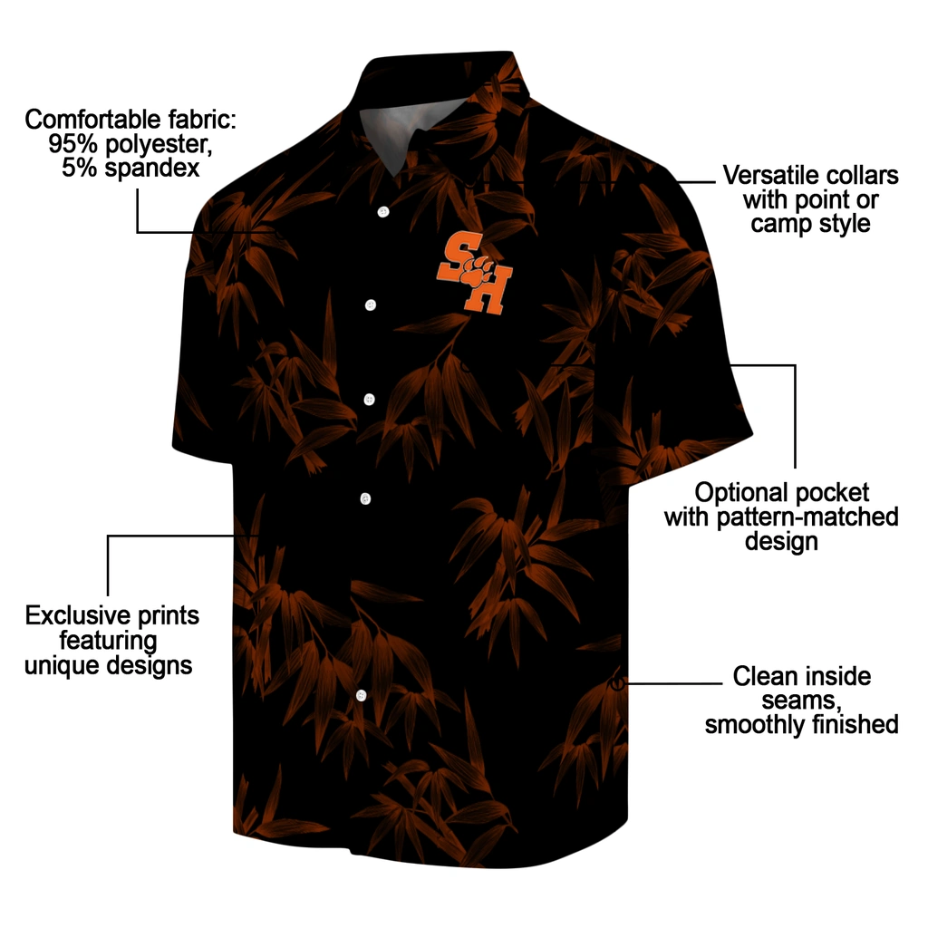 Sam Houston Bearkats Hawaiian Shirt - Bamboo Branches sam houston bearkats bamboo branches orange black hawaiian shirts new arrival