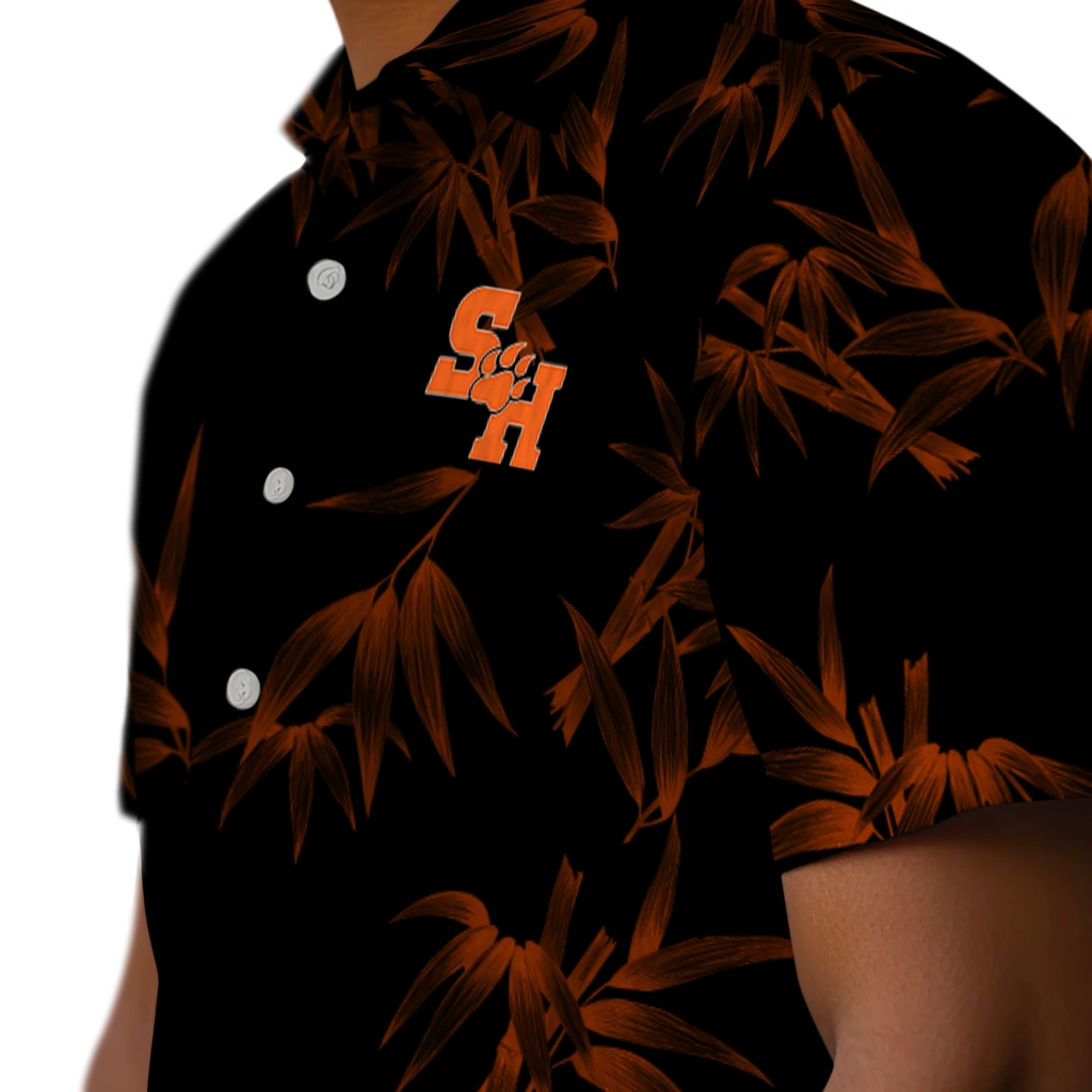 Sam Houston Bearkats Hawaiian Shirt - Bamboo Branches sam houston bearkats bamboo branches orange black hawaiian shirts trendy