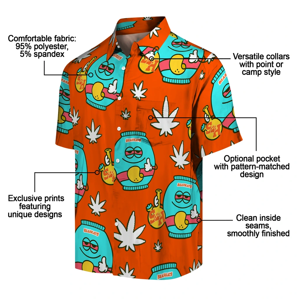 Sam Houston Bearkats Hawaiian Shirt - Chill Vibe sam houston bearkats bong smile orange hawaiian shirts new arrival