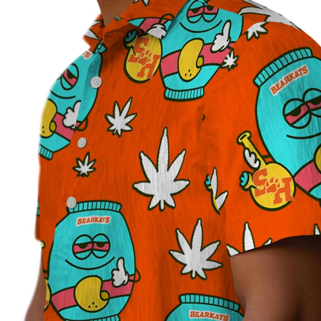 Sam Houston Bearkats Hawaiian Shirt - Chill Vibe sam houston bearkats bong smile orange hawaiian shirts trendy