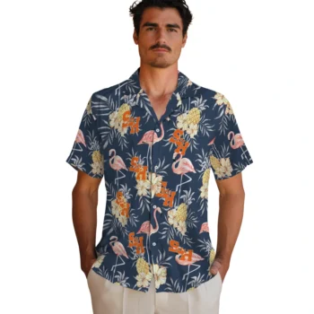 sam houston bearkats flamingo hibiscus navy hawaiian shirts fashion forward