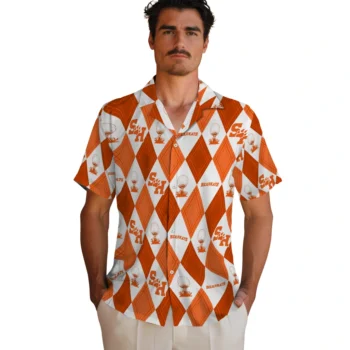 sam houston bearkats balloon plaid orange hawaiian shirts fashion forward