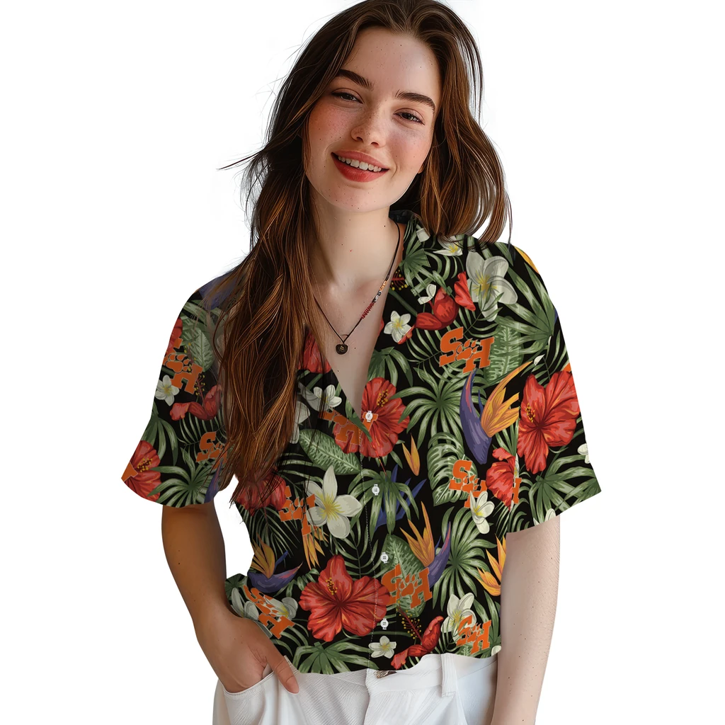 Sam Houston Bearkats Hawaiian Shirt - Hawaii Floral Hibiscus sam houston bearkats hibiscus bird hawaiian shirts latest model