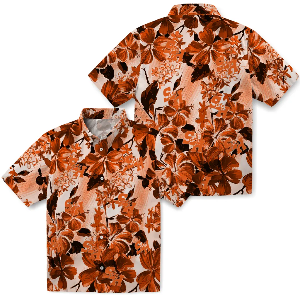Sam Houston Bearkats Hawaiian Shirt - Hibiscus Arrangement sam houston bearkats hibiscus arrangement orange hawaiian shirts high quality