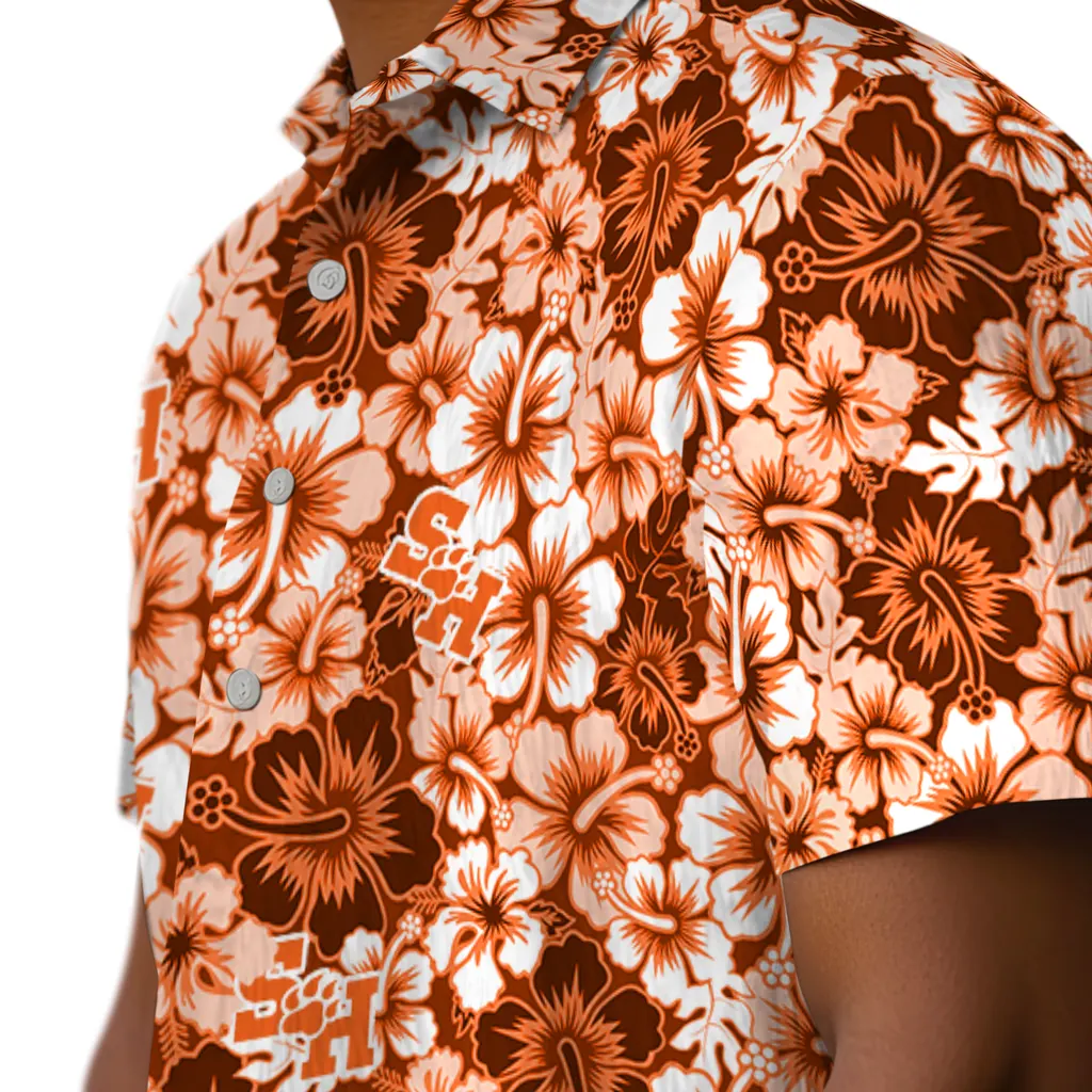 Sam Houston Bearkats Hawaiian Shirt - Hibiscus Blooms sam houston bearkats hibiscus blooms orange hawaiian shirts trendy