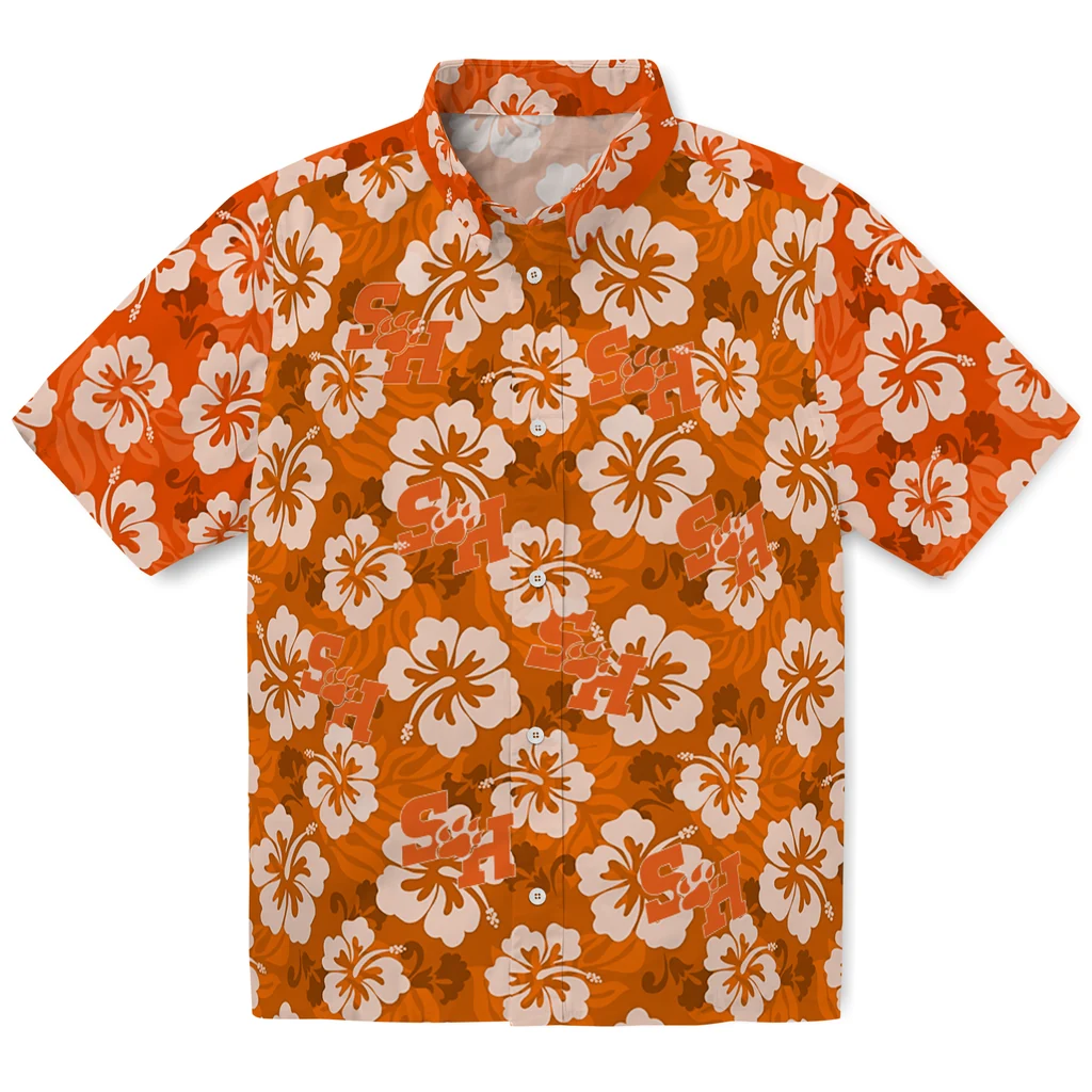 Sam Houston Bearkats Hawaiian Shirt - Hibiscus Cluster sam houston bearkats hibiscus cluster orange hawaiian shirts best selling