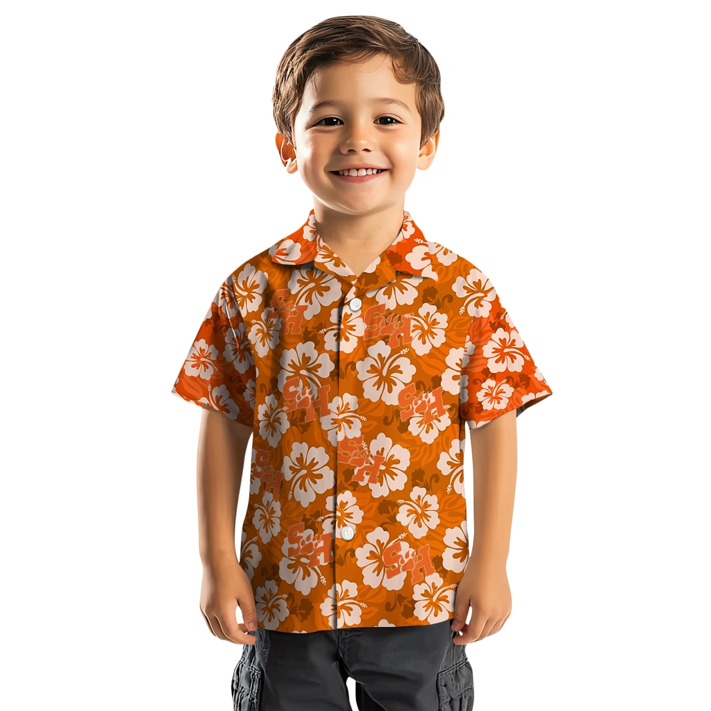 Sam Houston Bearkats Hawaiian Shirt - Hibiscus Cluster sam houston bearkats hibiscus cluster orange hawaiian shirts top rated