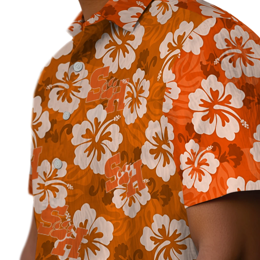 Sam Houston Bearkats Hawaiian Shirt - Hibiscus Cluster sam houston bearkats hibiscus cluster orange hawaiian shirts trendy