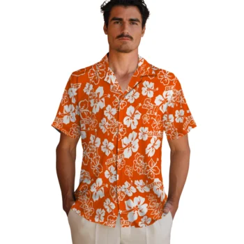sam houston bearkats hibiscus bloom orange hawaiian shirts fashion forward