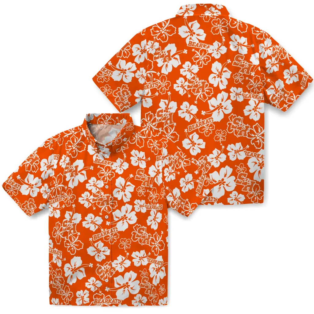 Sam Houston Bearkats Hawaiian Shirt - Hibiscus Flower Design sam houston bearkats hibiscus bloom orange hawaiian shirts high quality