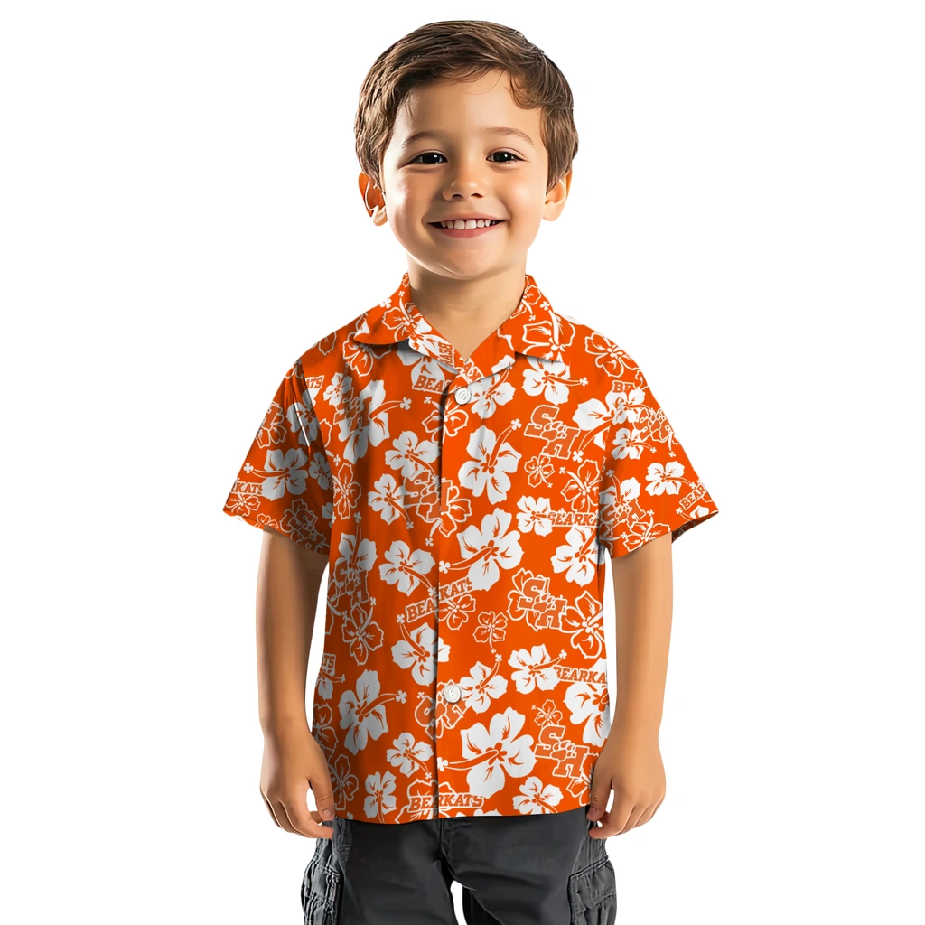 Sam Houston Bearkats Hawaiian Shirt - Hibiscus Flower Design sam houston bearkats hibiscus bloom orange hawaiian shirts top rated