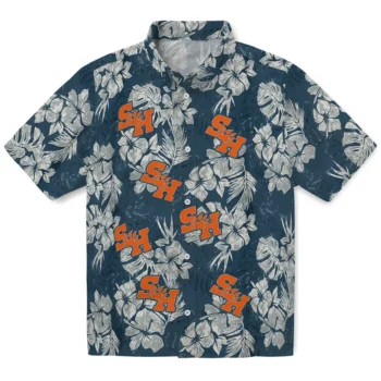 sam houston bearkats hibiscus flowers navy blue hawaiian shirts best selling