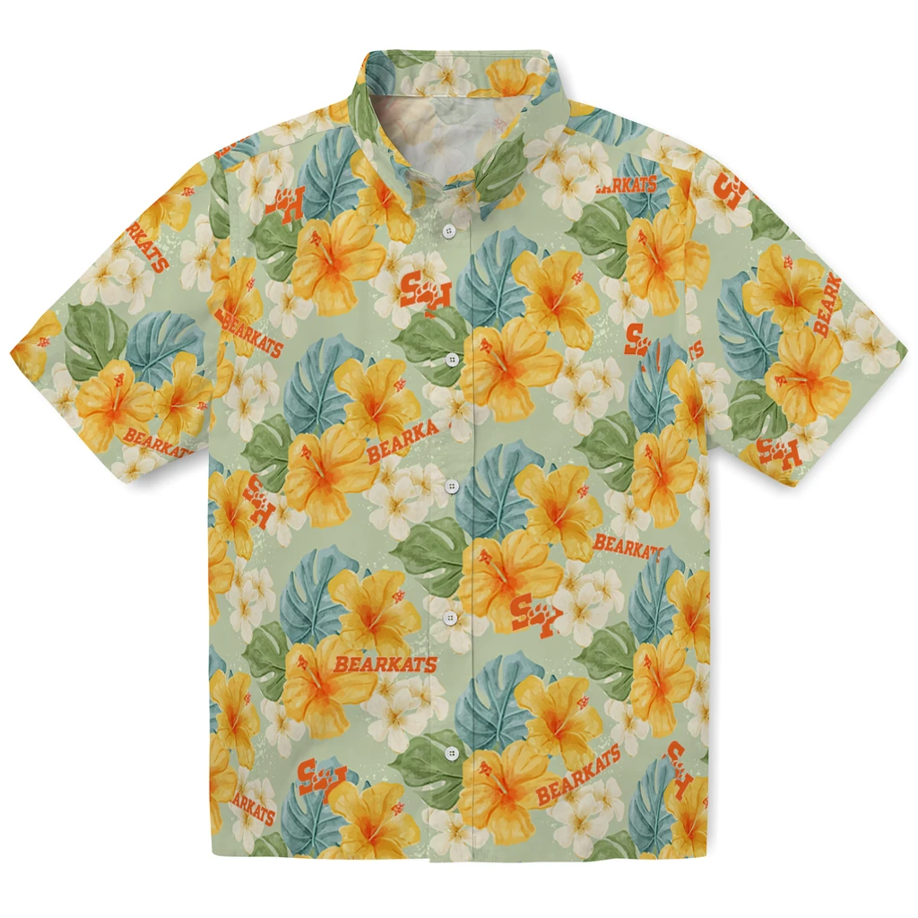 Sam Houston Bearkats Hawaiian Shirt - Hibiscus Mood sam houston bearkats hibiscus mood pale lime yellow hawaiian shirts best selling