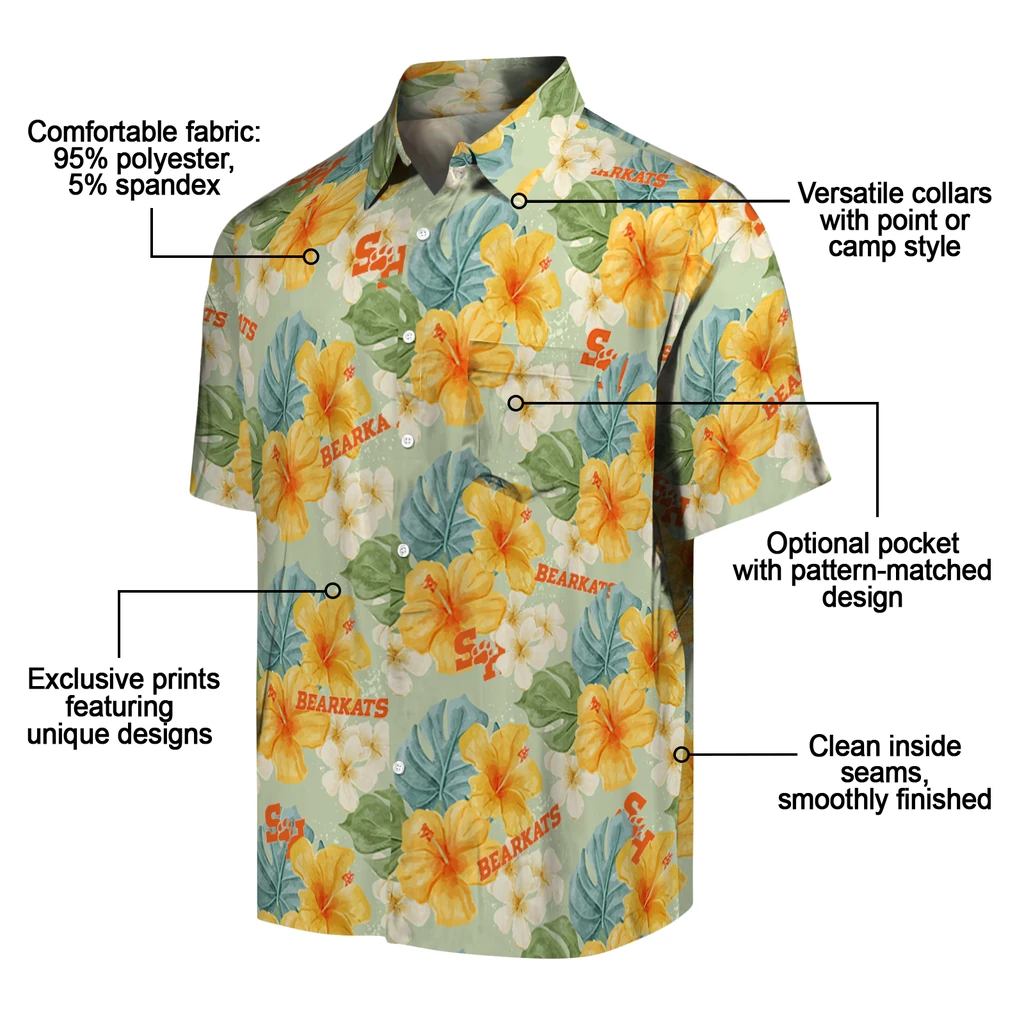 Sam Houston Bearkats Hawaiian Shirt - Hibiscus Mood sam houston bearkats hibiscus mood pale lime yellow hawaiian shirts new arrival