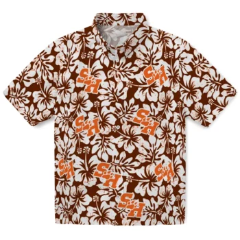 sam houston bearkats hibiscus motif orange white hawaiian shirts best selling