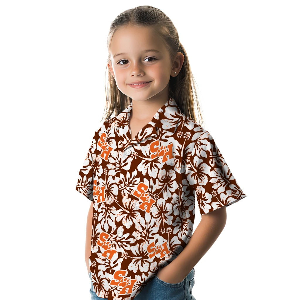 Sam Houston Bearkats Hawaiian Shirt - Hibiscus Motif sam houston bearkats hibiscus motif orange white hawaiian shirts premium grade