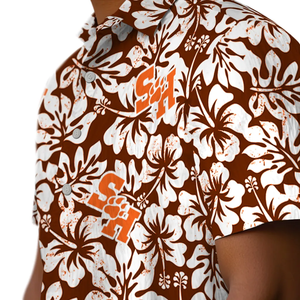 Sam Houston Bearkats Hawaiian Shirt - Hibiscus Motif sam houston bearkats hibiscus motif orange white hawaiian shirts trendy
