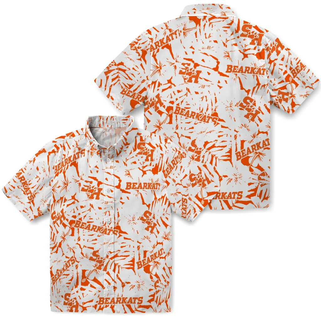 Sam Houston Bearkats Hawaiian Shirt - Hibiscus Overlay sam houston bearkats hibiscus overlay hawaiian shirts high quality