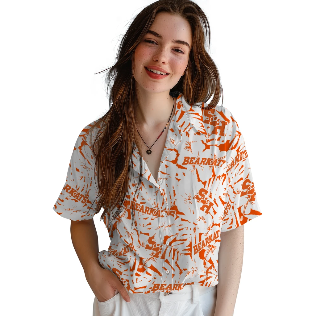 Sam Houston Bearkats Hawaiian Shirt - Hibiscus Overlay sam houston bearkats hibiscus overlay hawaiian shirts latest model