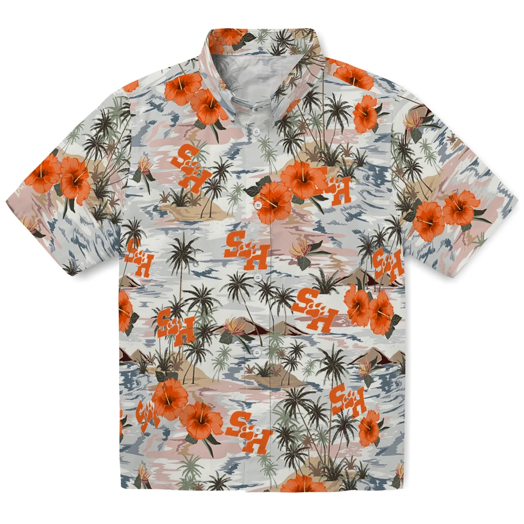 Sam Houston Bearkats Hawaiian Shirt - Hibiscus Seaside sam houston bearkats hibiscus seaside white hawaiian shirts best selling