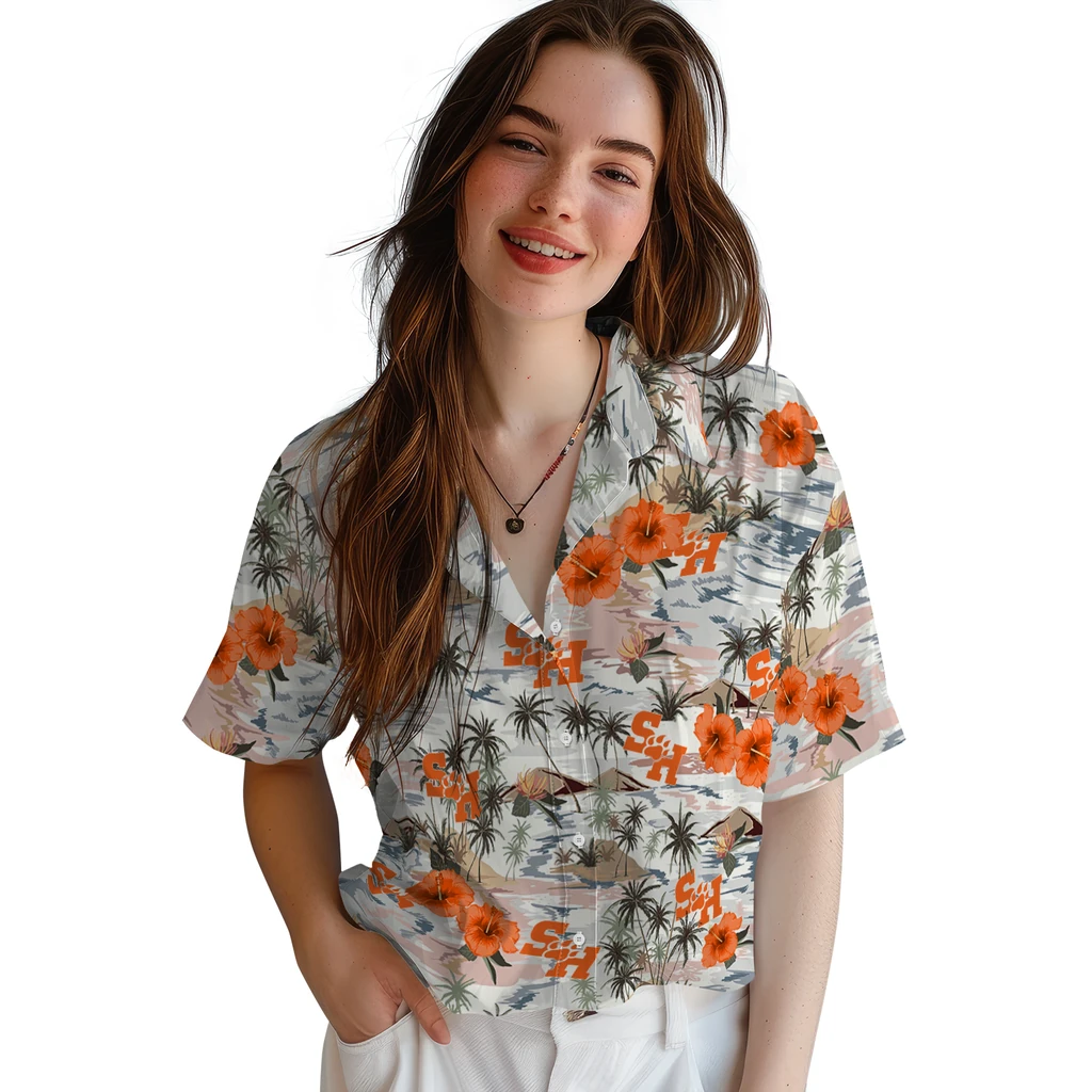 Sam Houston Bearkats Hawaiian Shirt - Hibiscus Seaside sam houston bearkats hibiscus seaside white hawaiian shirts latest model