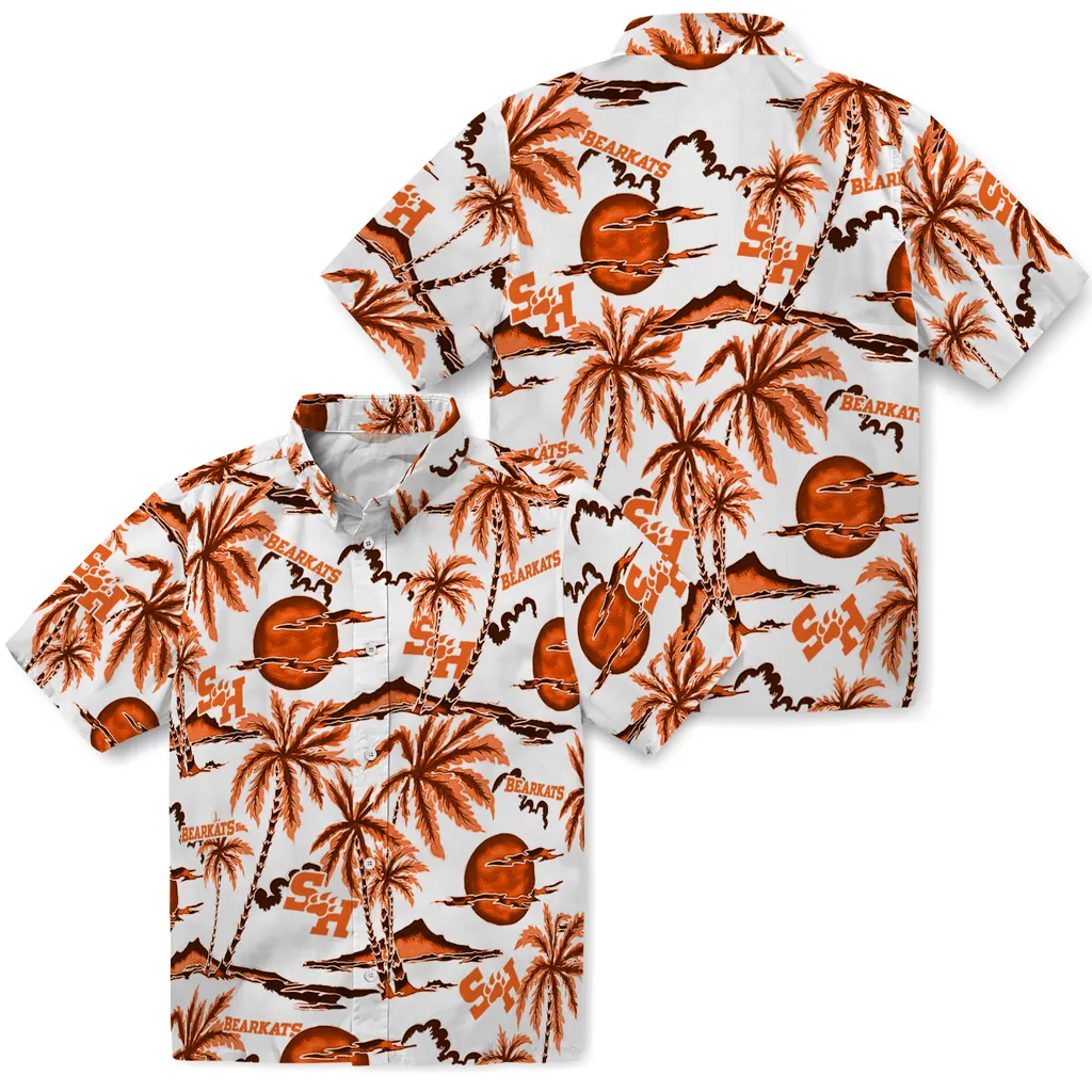 Sam Houston Bearkats Hawaiian Shirt - Palm Sunset sam houston bearkats palm sunset hawaiian shirts high quality