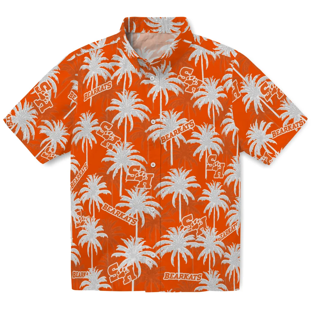 Sam Houston Bearkats Hawaiian Shirt - Palm Tree Motif sam houston bearkats palm grove orange hawaiian shirts best selling