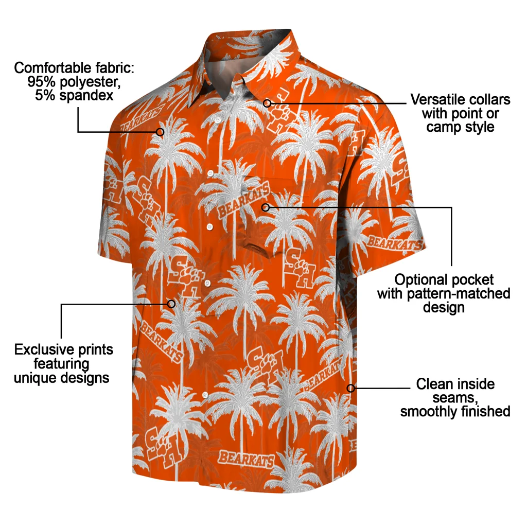 Sam Houston Bearkats Hawaiian Shirt - Palm Tree Motif sam houston bearkats palm grove orange hawaiian shirts new arrival