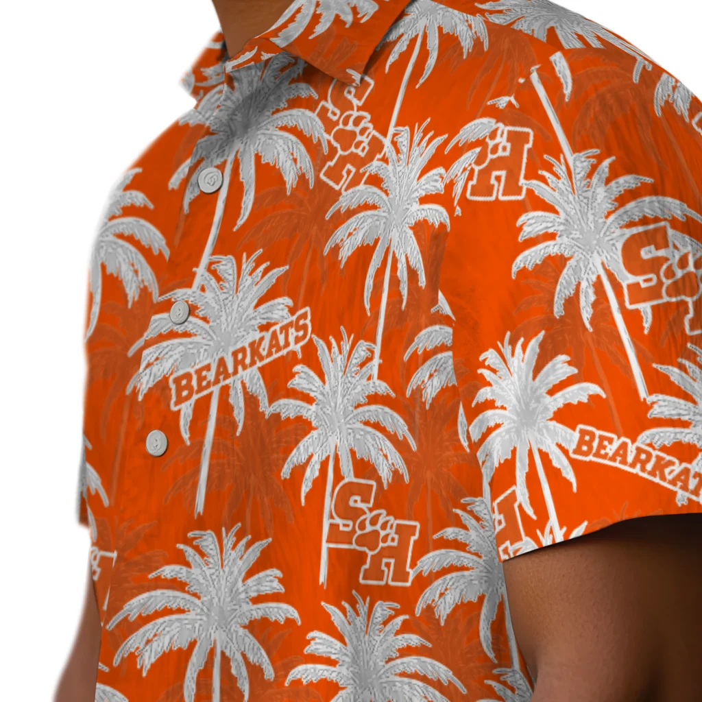 Sam Houston Bearkats Hawaiian Shirt - Palm Tree Motif sam houston bearkats palm grove orange hawaiian shirts trendy