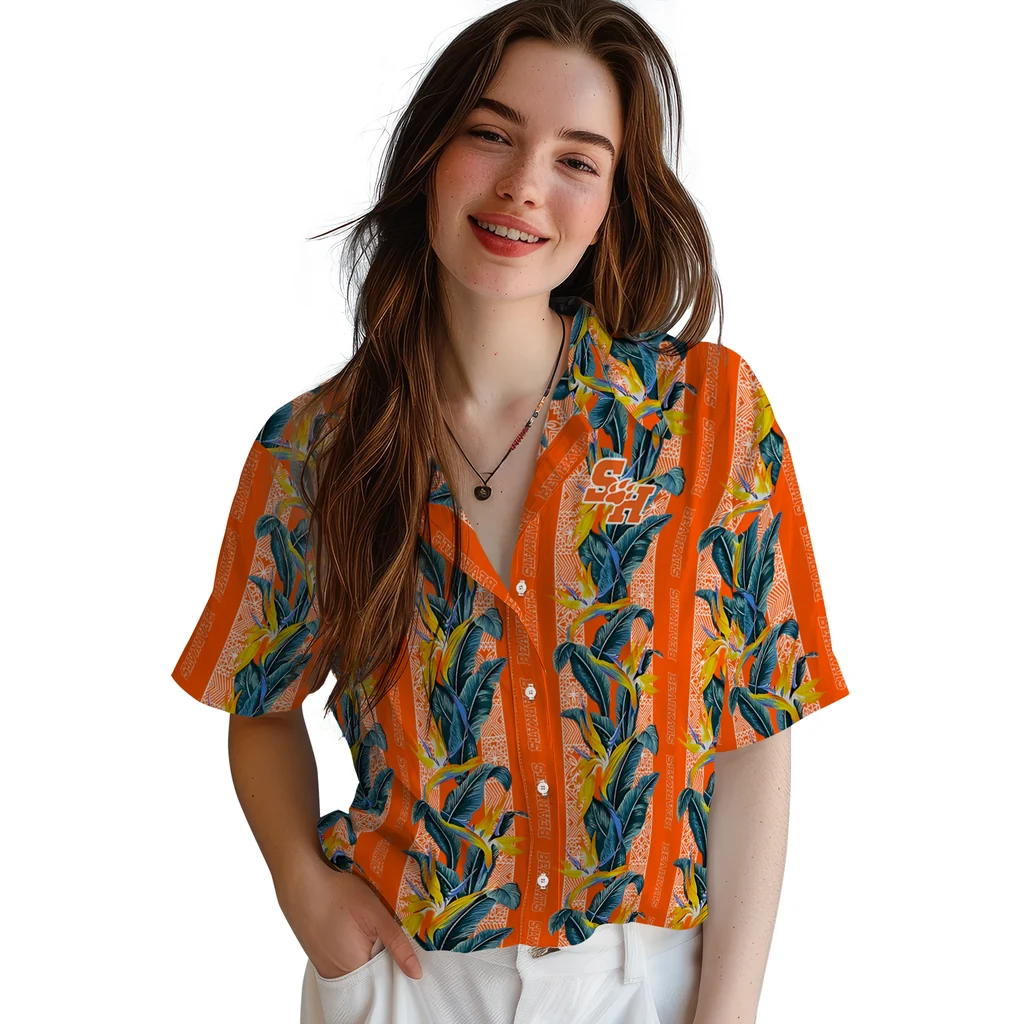 Sam Houston Bearkats Hawaiian Shirt - Paradise Vines sam houston bearkats paradise vines orange hawaiian shirts latest model