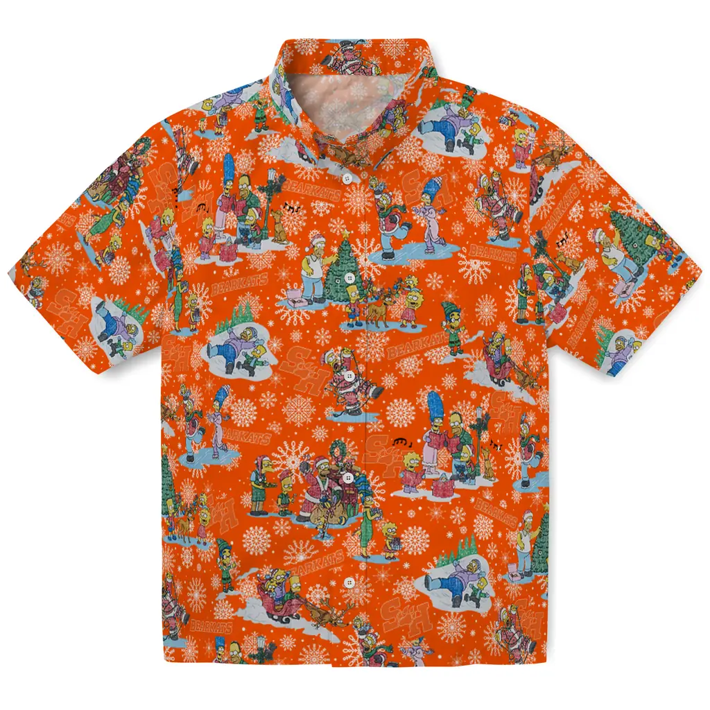 Sam Houston Bearkats Hawaiian Shirt - Simpsons Christmas sam houston bearkats simpsons christmas orange hawaiian shirts best selling