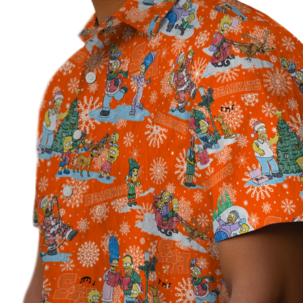 Sam Houston Bearkats Hawaiian Shirt - Simpsons Christmas sam houston bearkats simpsons christmas orange hawaiian shirts trendy