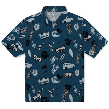 san antonio spurs beach vibe navy hawaiian shirts best selling