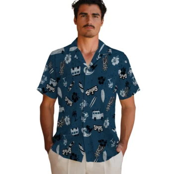 san antonio spurs beach vibe navy hawaiian shirts fashion forward