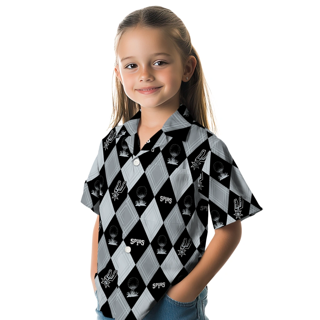 San Antonio Spurs Hawaiian Shirt - Golfing Plaid san antonio spurs balloon plaid silver hawaiian shirts premium grade