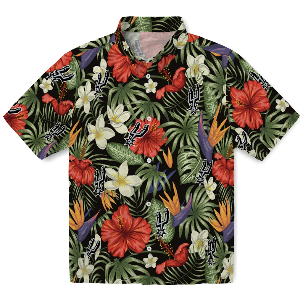 San Antonio Spurs Hawaiian Shirt - Hawaii Floral Hibiscus san antonio spurs hibiscus bird hawaiian shirts best selling