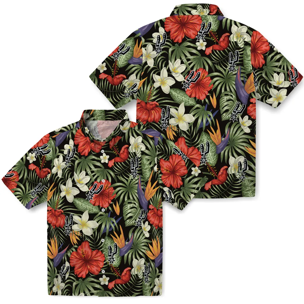 San Antonio Spurs Hawaiian Shirt - Hawaii Floral Hibiscus san antonio spurs hibiscus bird hawaiian shirts high quality