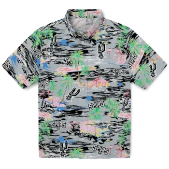san antonio spurs flamingo retreat silver hawaiian shirts best selling