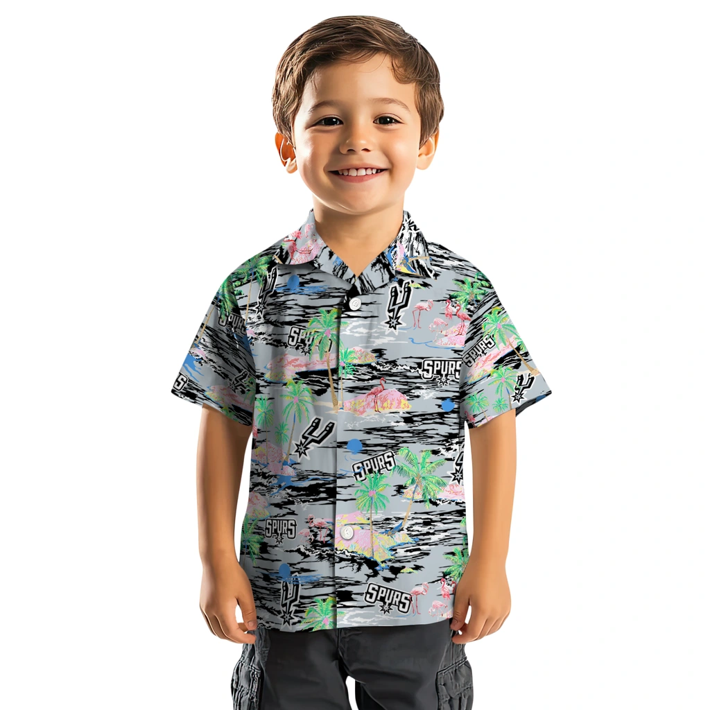 San Antonio Spurs Hawaiian Shirt - Hawaii Island san antonio spurs flamingo retreat silver hawaiian shirts top rated