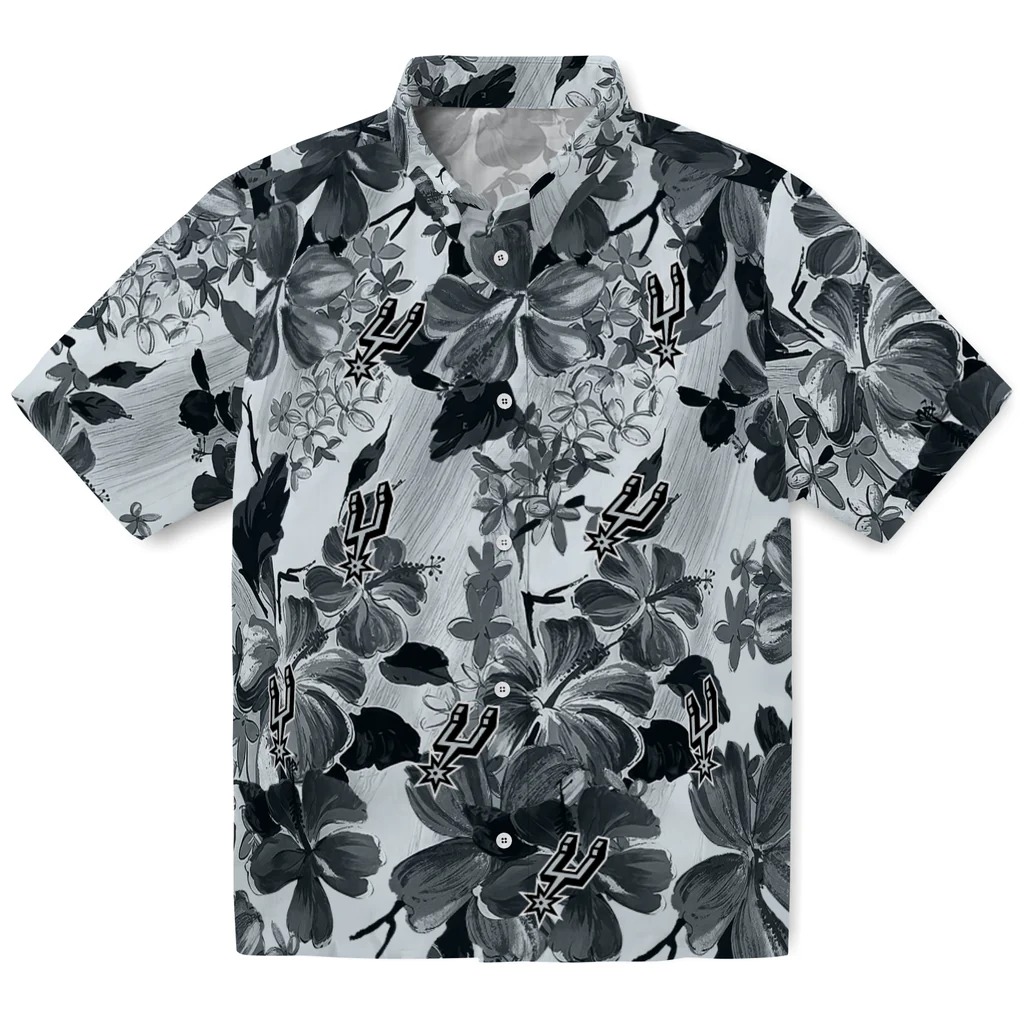 San Antonio Spurs Hawaiian Shirt - Hibiscus Arrangement san antonio spurs hibiscus arrangement silver hawaiian shirts best selling