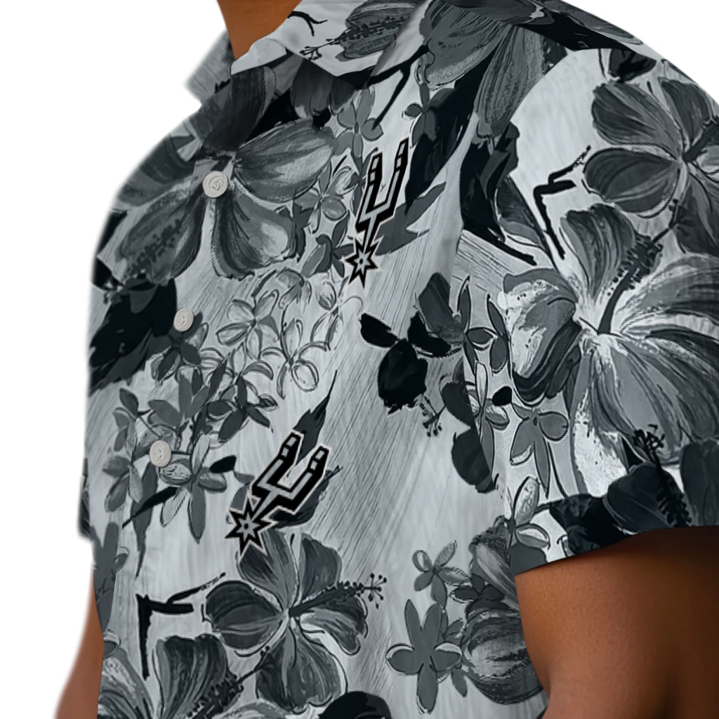 San Antonio Spurs Hawaiian Shirt - Hibiscus Arrangement san antonio spurs hibiscus arrangement silver hawaiian shirts trendy