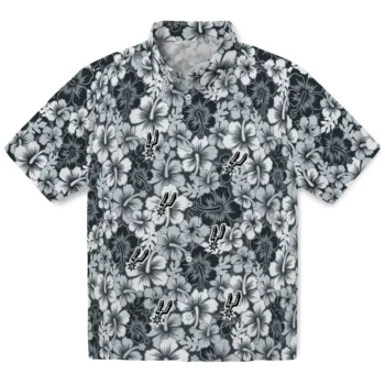 san antonio spurs hibiscus blooms silver hawaiian shirts best selling