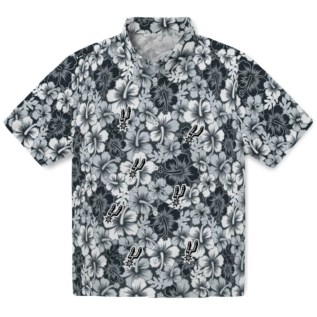 San Antonio Spurs Hawaiian Shirt - Hibiscus Blooms san antonio spurs hibiscus blooms silver hawaiian shirts best selling