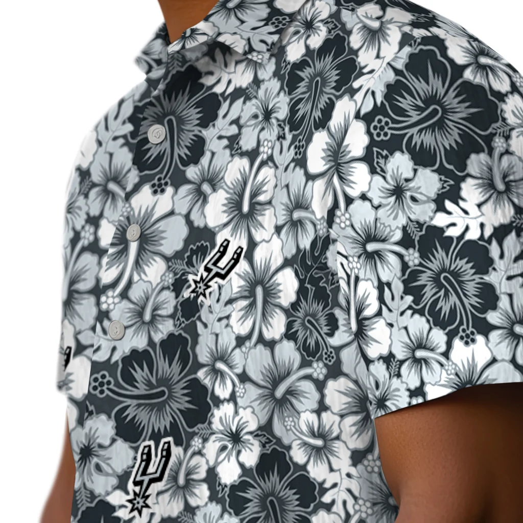San Antonio Spurs Hawaiian Shirt - Hibiscus Blooms san antonio spurs hibiscus blooms silver hawaiian shirts trendy