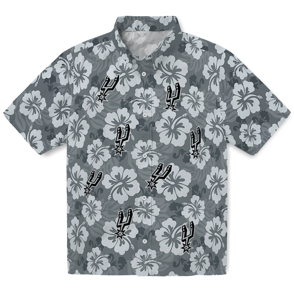 San Antonio Spurs Hawaiian Shirt - Hibiscus Cluster san antonio spurs hibiscus cluster silver hawaiian shirts best selling