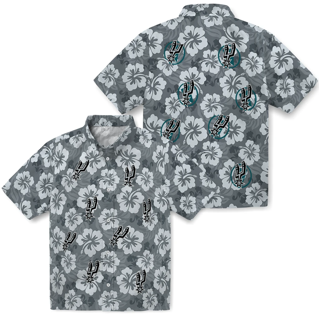 San Antonio Spurs Hawaiian Shirt - Hibiscus Cluster san antonio spurs hibiscus cluster silver hawaiian shirts high quality