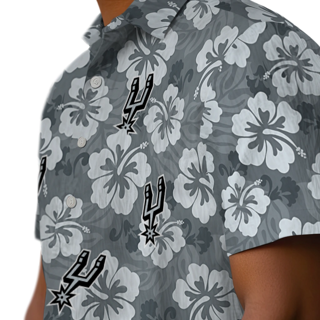 San Antonio Spurs Hawaiian Shirt - Hibiscus Cluster san antonio spurs hibiscus cluster silver hawaiian shirts trendy